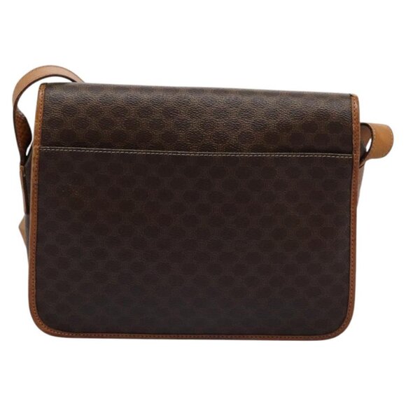 CELINE Macadam Canvas Shoulder Bag PVC Leather Brown Gold Auth BD871 - Picture 3 of 16